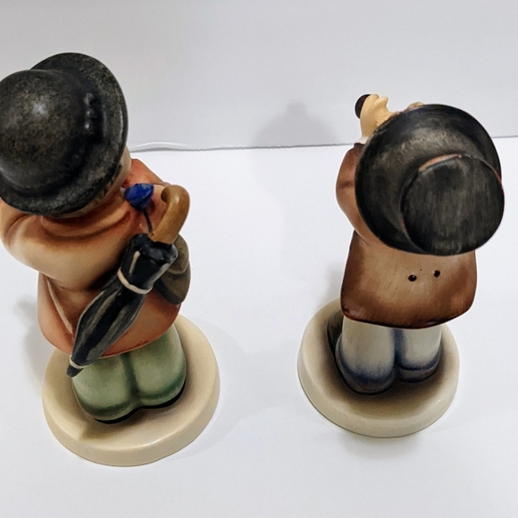 Two Hummel Ceramic Figurines Flute Player And Fiddle Player Vintage 1960-72 - Picture 9 of 11